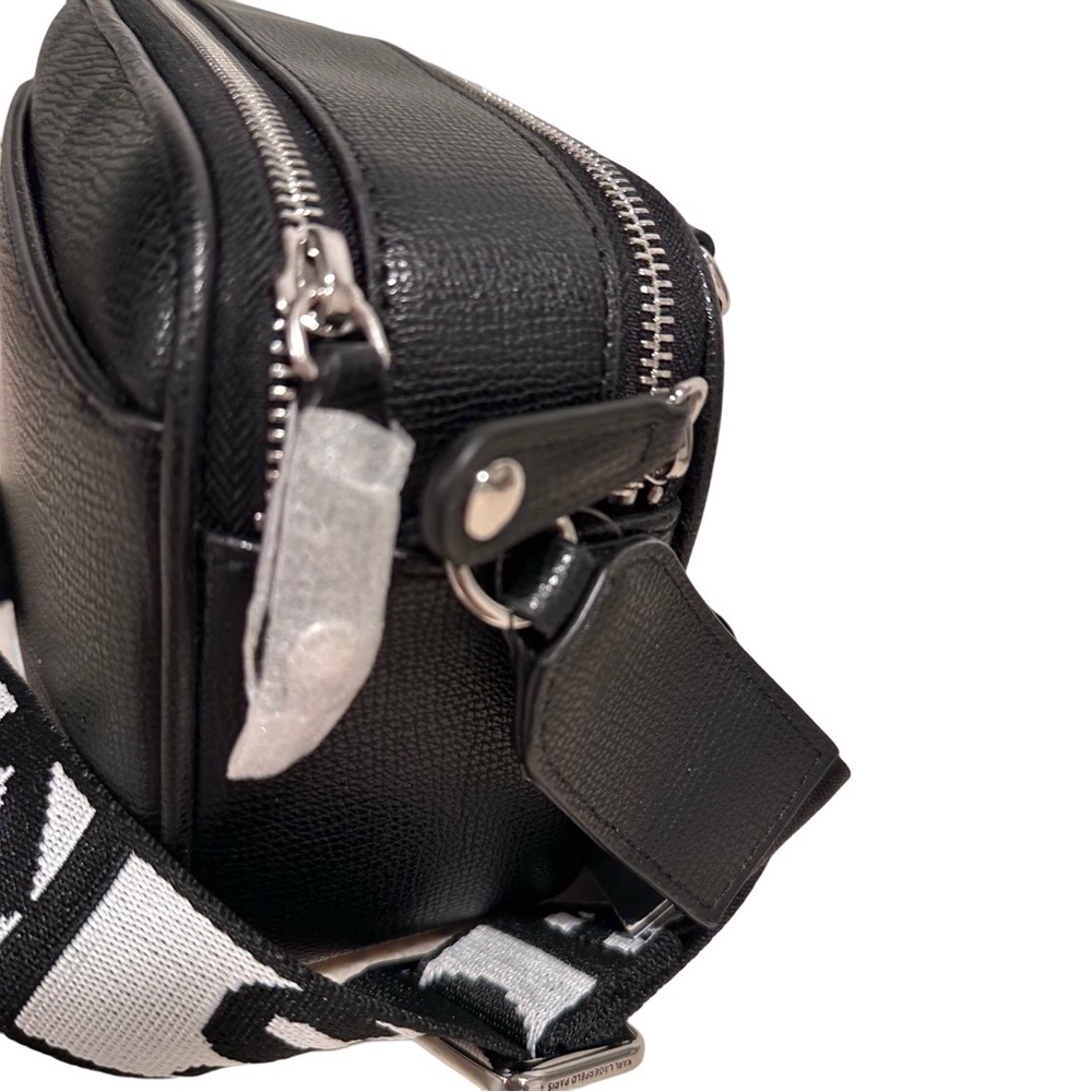 Karl Lagerfeld Camera Bag Black Crossbody Black & White Logo Strap Charms Paris - Picture 5 of 17